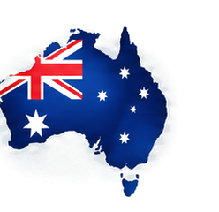 Map of Australia filled with the Australian flag